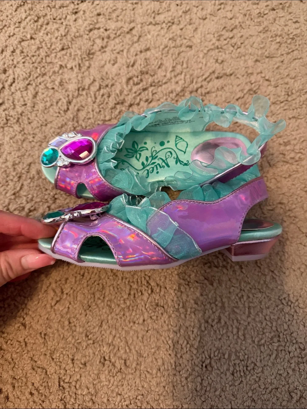 Disney Little Mermaid Iridescent Purple & Teal Jewel Dress-Up Shoes